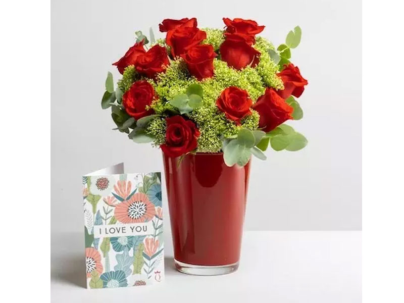 Love Must Go On Roses Vase And Card