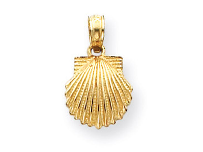 Scallop Shell Pendant Necklace in 10K Gold For Men & Women