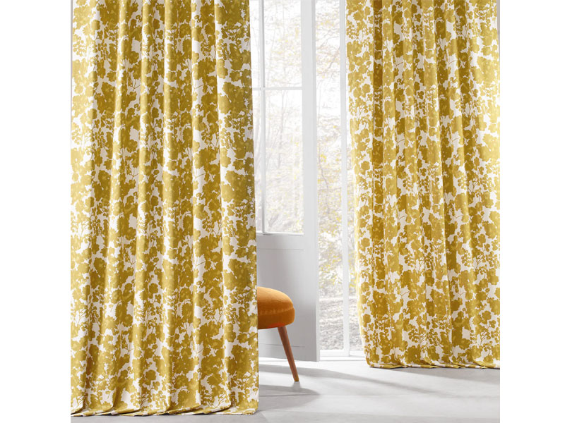 Fleur Gold Printed Cotton Twill Curtain