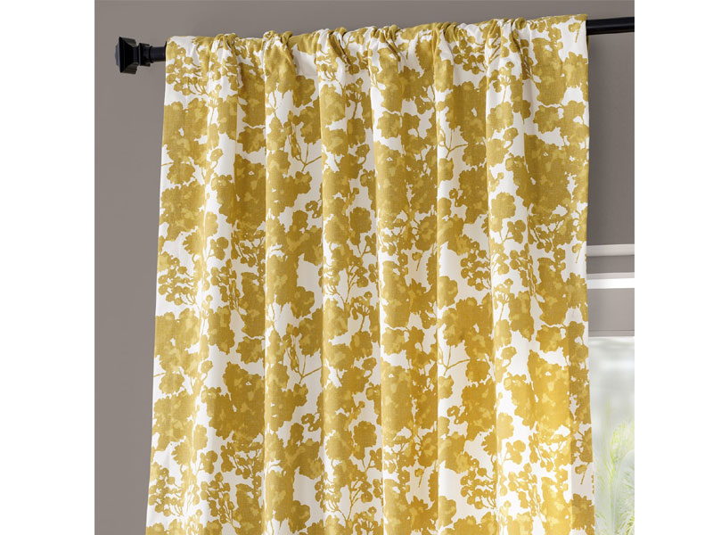 Fleur Gold Printed Cotton Twill Curtain