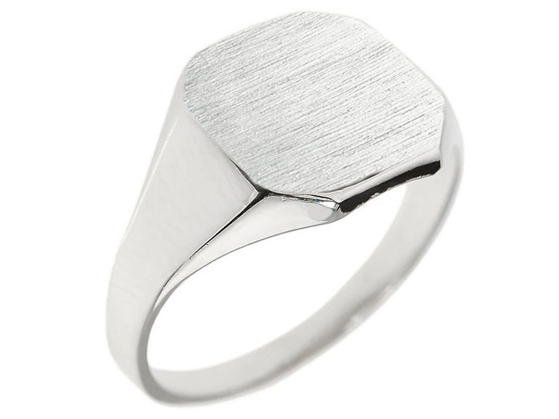 Women's Men's Corner Signet Ring in Sterling Silver