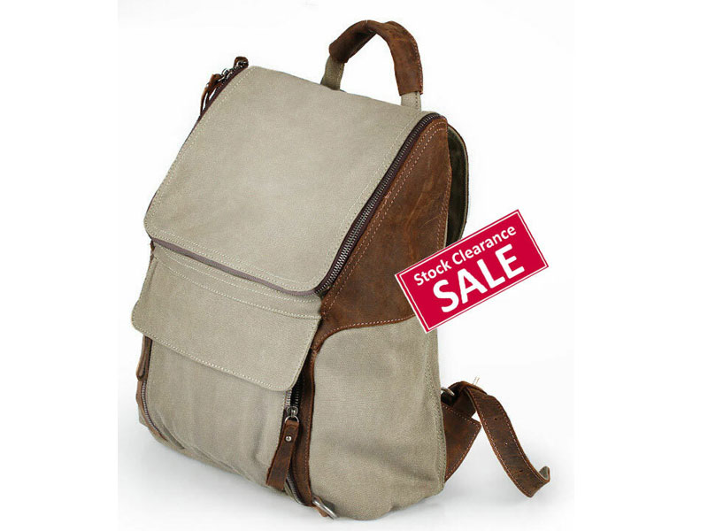 Linshi Tasks Beacons Men's Canvas Schoolboy Backpack With Leather Straps