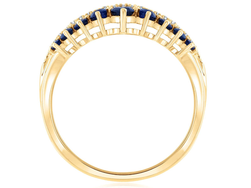 Reeds Women's Sapphire and Diamond Yellow Gold Pyramid Ring