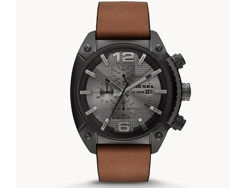 Diesel Men's Overflow Chronograph Brown Leather Watch