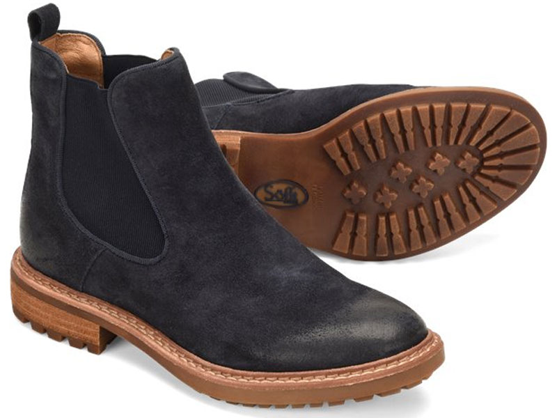 Sofft New Leah Blue-Suede Heel Boots For Women