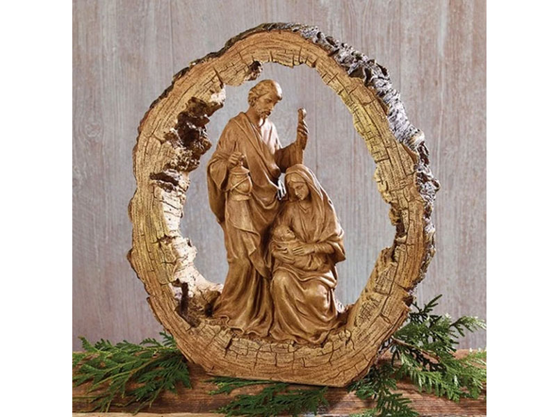 Wood Carved Resin Holy Family Nativity