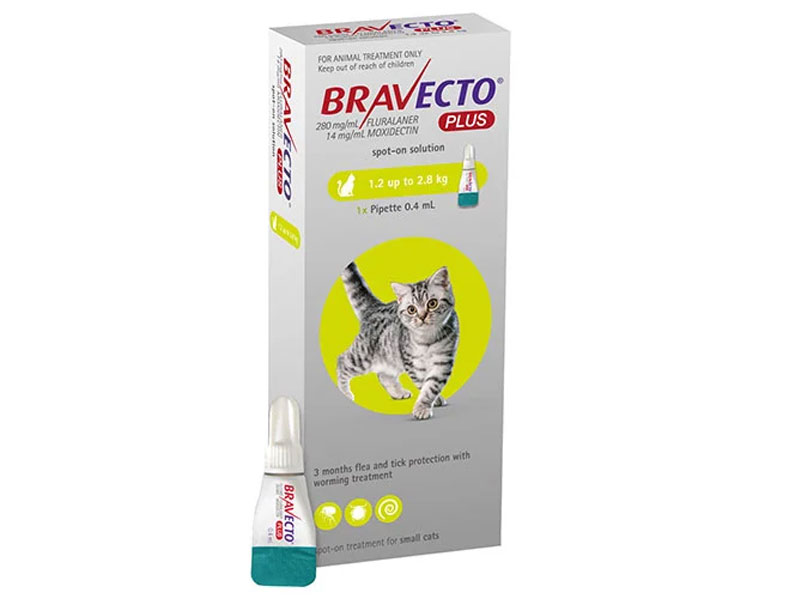 Bravecto Plus For Small Cats 112 mg 2.6 to 6.2 lbs Green