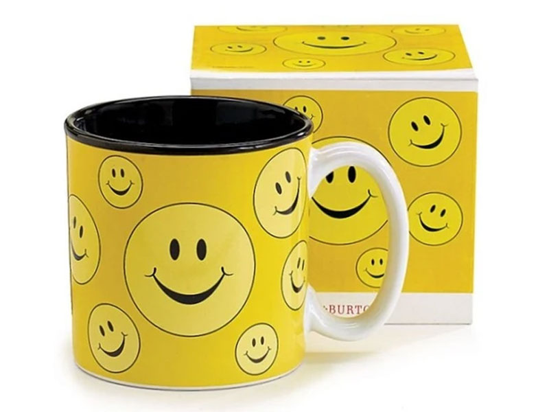 Yellow Smiley Face All Around 13 oz. Ceramic Mug