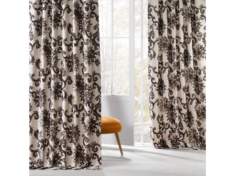Indonesian Brown Printed Cotton Twill Curtain