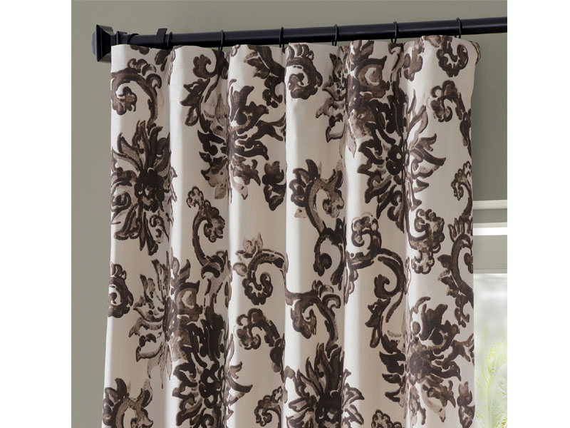 Indonesian Brown Printed Cotton Twill Curtain