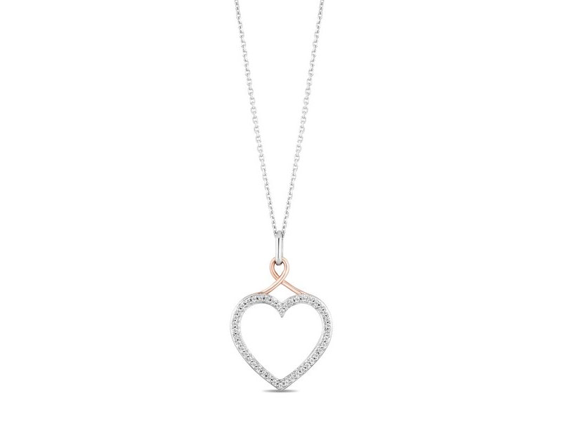 Women's Hallmark Diamonds Necklace 1/5 ct tw Sterling Silver/10K Gold