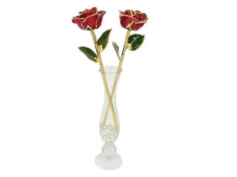 2 Valentine's Day 11 Dipped Roses & Forever Love Vase