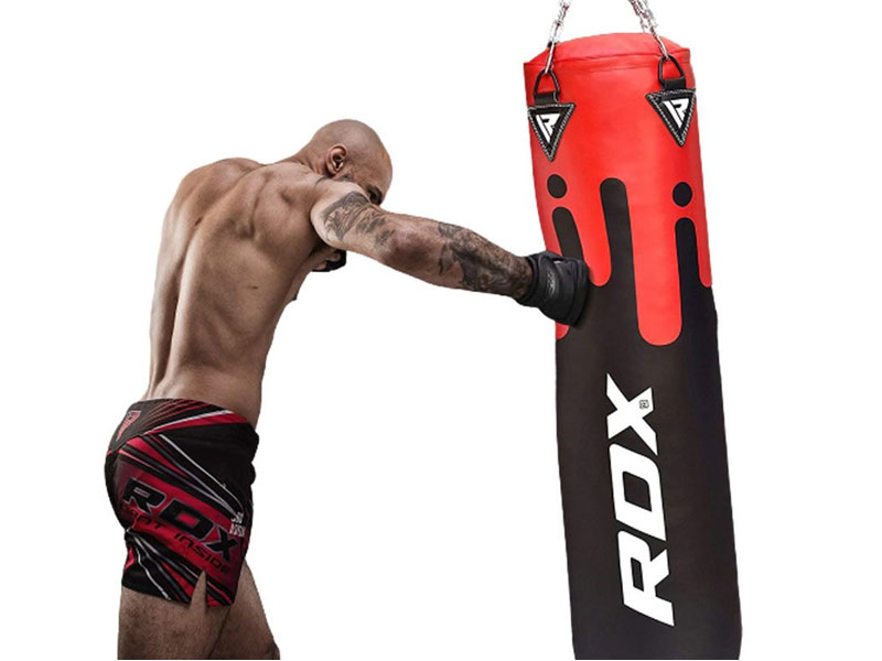 RDX F9 4ft 5ft 3-in-1 Red Black Punch Bag With Mitts Set