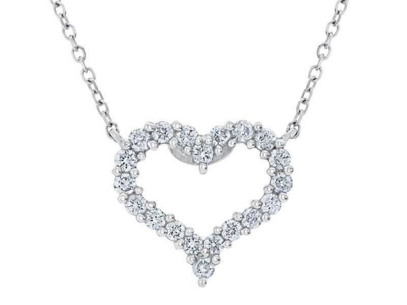 Reeds Women's White Gold and Diamond Heart Necklace 1/4ctw