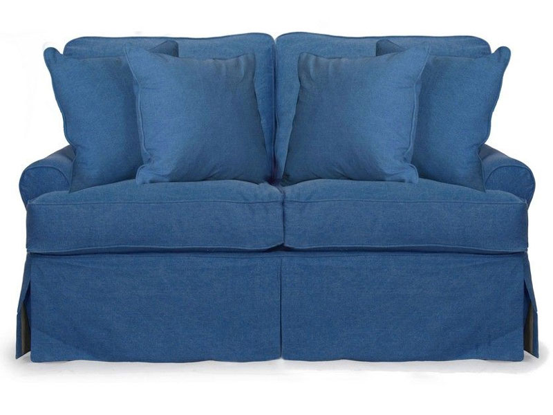 Sunset Trading Horizon Slipcover For T-Cushion Loveseat In Indigo Blue