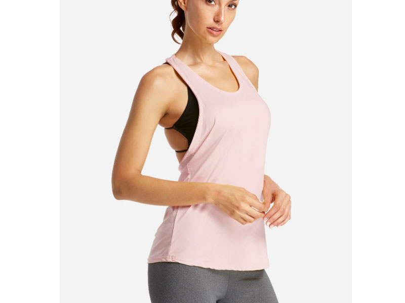 Women's Pink Backless Design Letter Scoop Neck Sport Camis