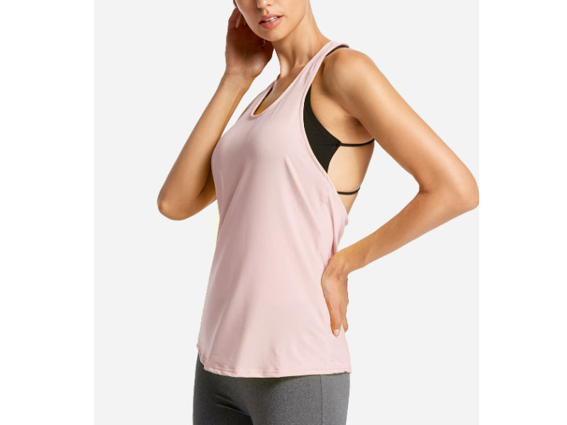 Women's Pink Backless Design Letter Scoop Neck Sport Camis