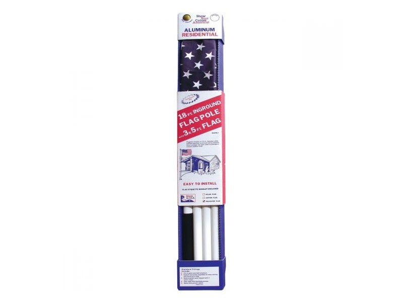 Colonial White Aluminum Flagpole With U.S. Flag 18 ft