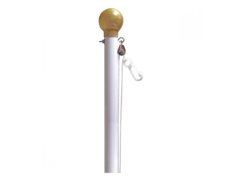 Colonial White Aluminum Flagpole With U.S. Flag 18 ft