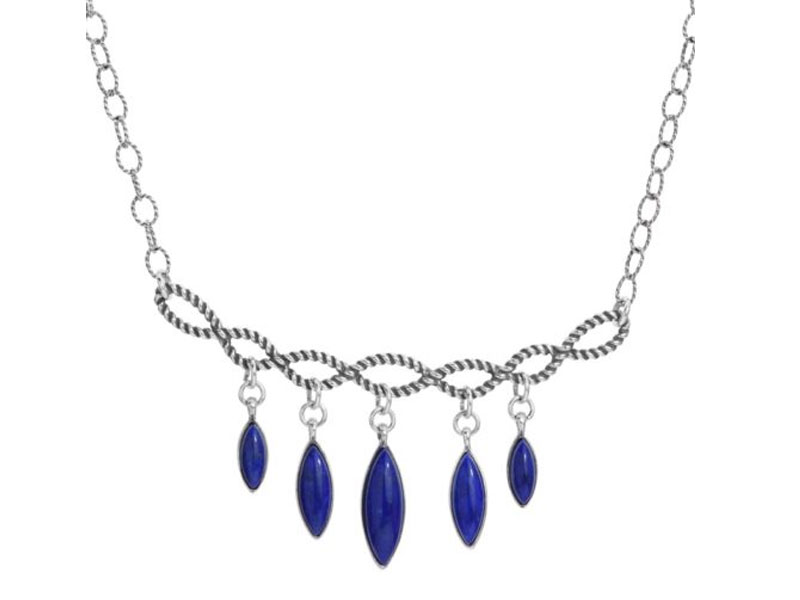 American West Jewelry Women's Sterling Silver Gemstone Dangle Necklace 17 Inch