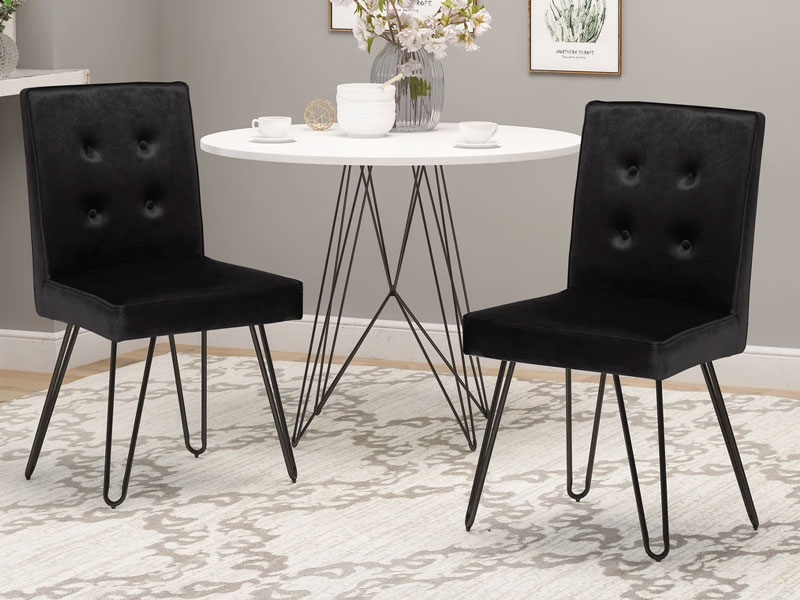 Natalie Glam Tufted Velvet Dining Chairs With Iron Legs Set Of 2