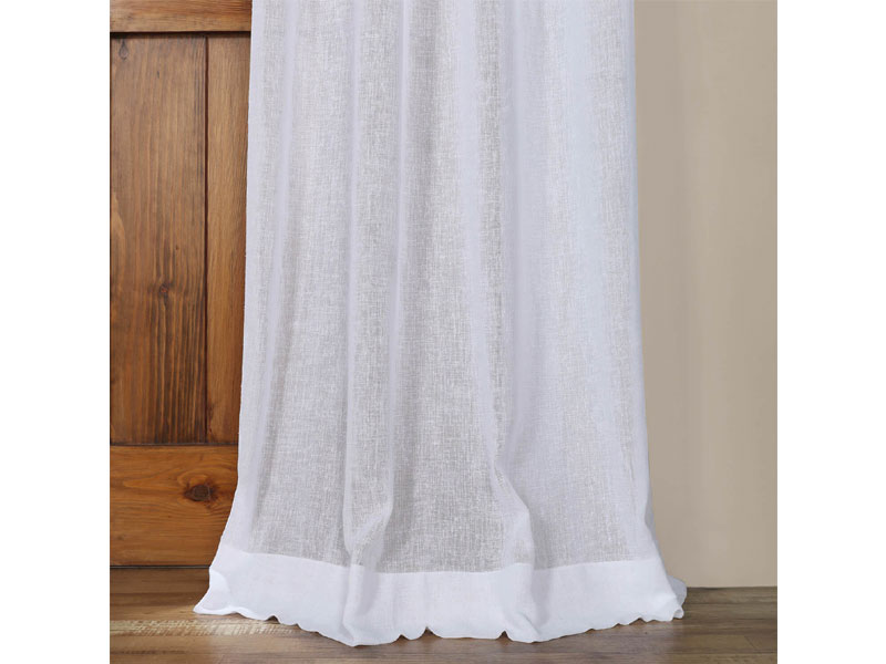 Aspen White Grommet Solid Faux Linen Sheer Curtain