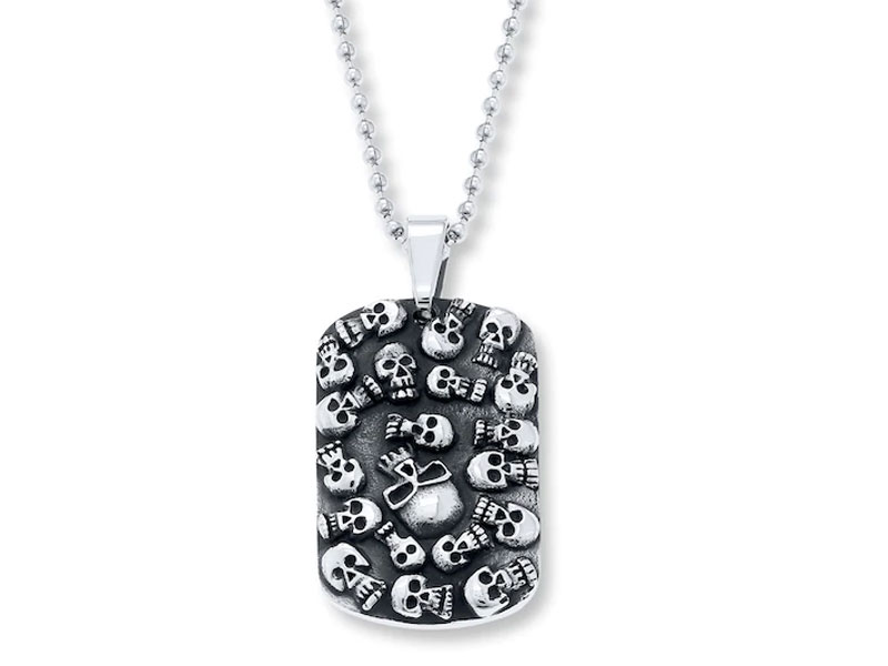 Men's Dog Tag Necklace Stainless Steel 22
