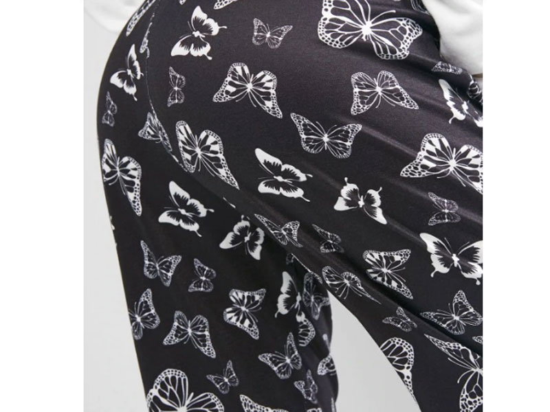 Women's Zaful High Rise Butterfly Print Jogger Pants Black M