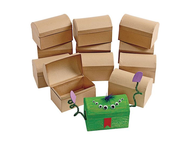 Colorations Decorate Your Own Papier Mache Treasure Chests Set of 12