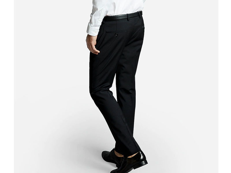Men's Extra Slim Black Performance Stretch Wool-Blend Suit Pant