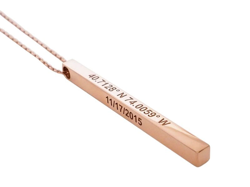 Women's Jeulia Personalized Vertical Bar Sterling Silver Necklace