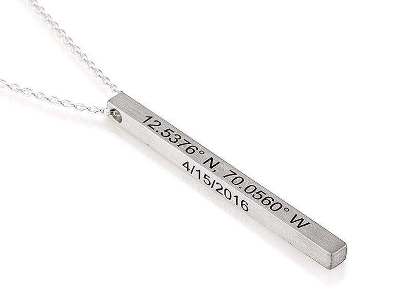 Women's Jeulia Personalized Vertical Bar Sterling Silver Necklace