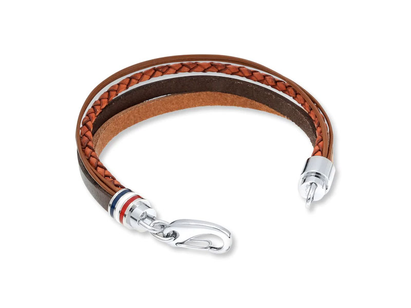 Men's Bracelet Stainless Steel Multi-Colored Leather