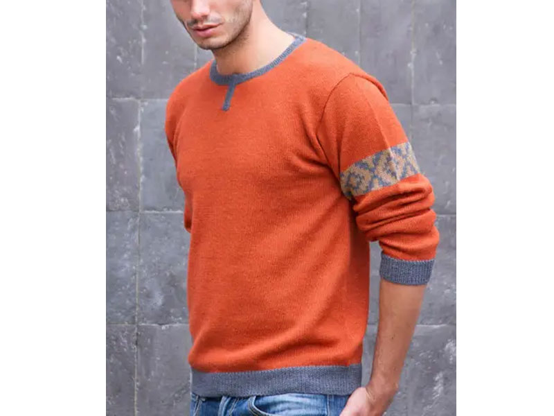 Orange Alpaca Pullover Sweater For Men Chakana Wanderer By Fernando Cano
