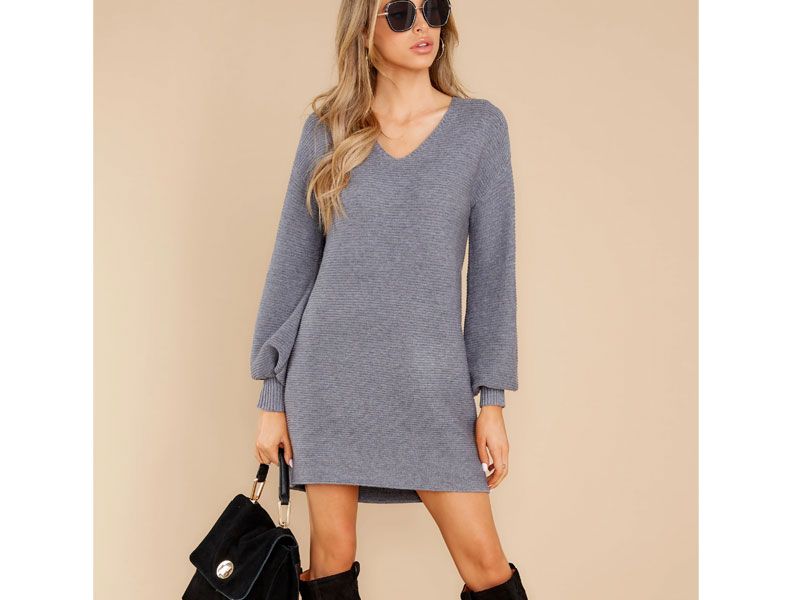 Women's Collected Thoughts Charcoal Sweater Dress
