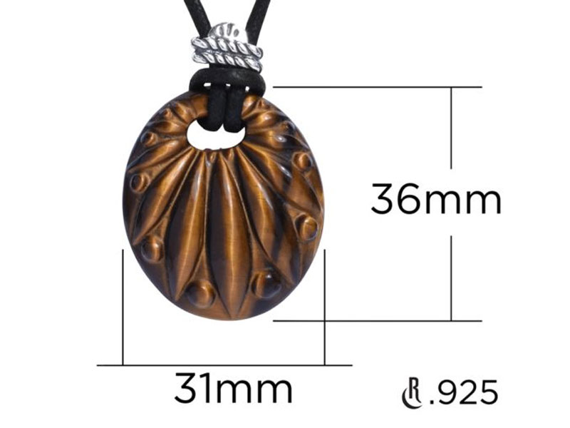 Black Cord Tiger’s Eye Gemstone Adjustable Knot Necklace For Women