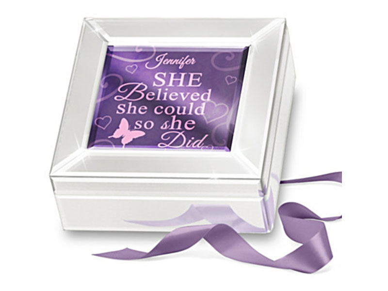 She Believed She Could Personalized Mirrored Glass Music Box