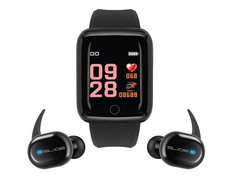 Slide Smart Watch Fitness Tracker And True Wireless Earbuds Combo Sports Pack