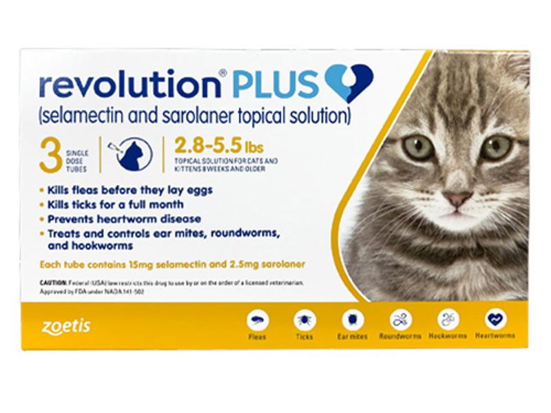 Revolution Plus For Kittens And Small Cats 2.8-5.5lbs (1.25-2.5Kg) Yellow