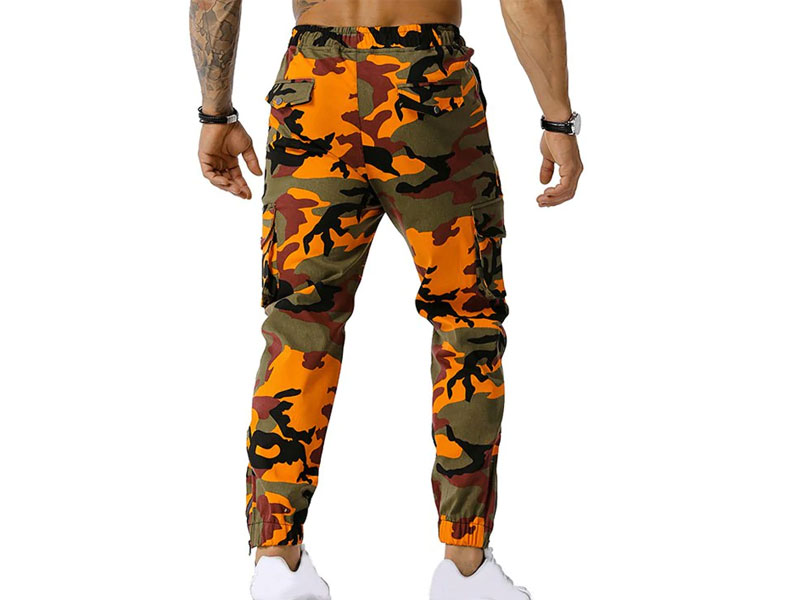Men's Camo Print Multi-pocket Drawstring Cargo Pants