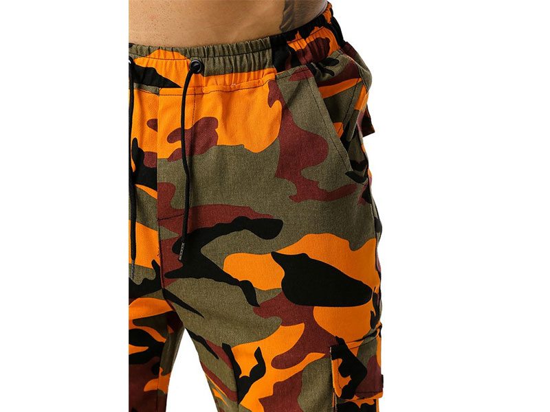 Men's Camo Print Multi-pocket Drawstring Cargo Pants