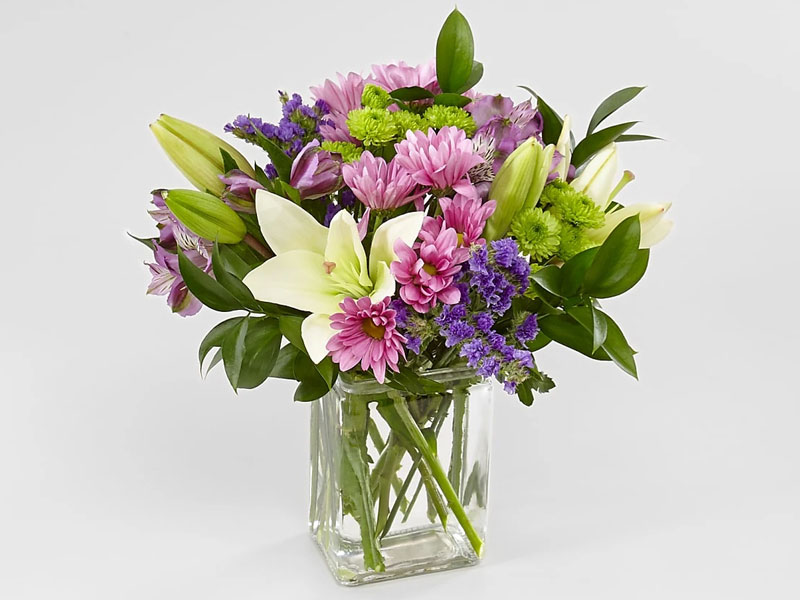 Lavender Fields Mixed Flower Bouquet With Vase