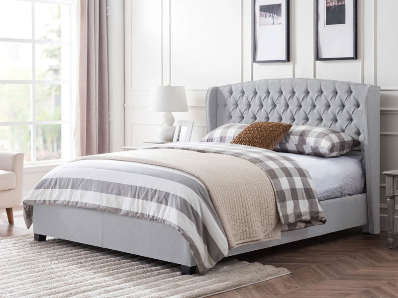 Elizabeth Fully-Upholstered King-Size Platform Bed Frame Low Profile