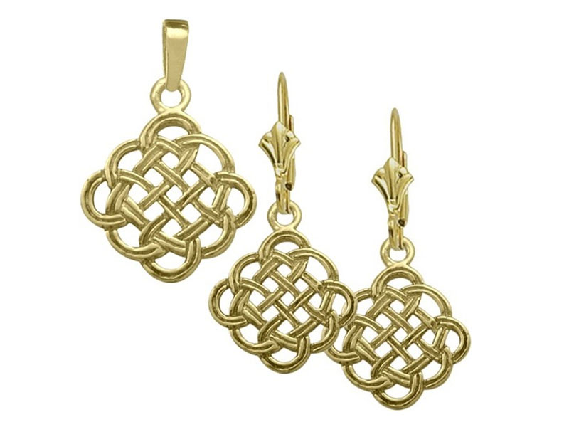 Women's 10 Karat Yellow Gold Celtic Knot Pendant & Earring Set
