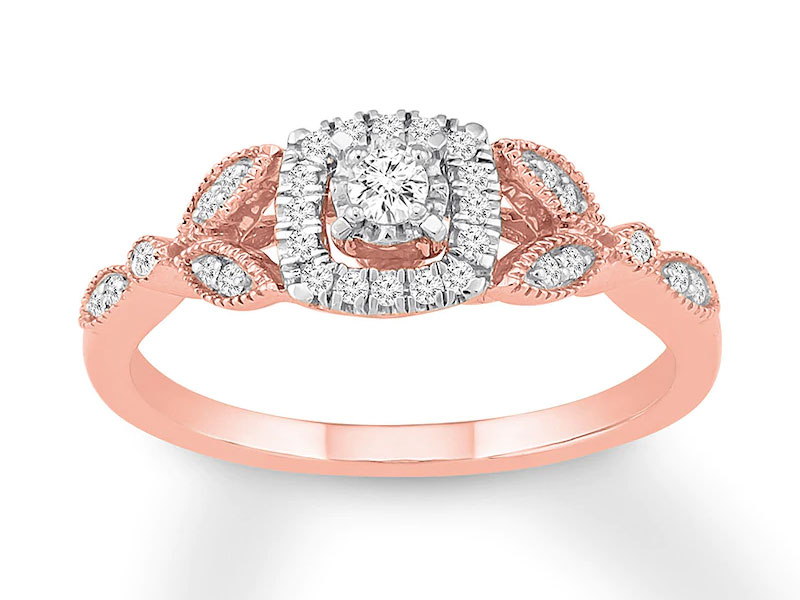 Women's Diamond Engagement Ring 1/4 ct tw Round-cut 10K Rose Gold