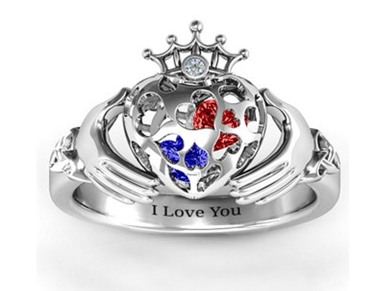 Jewlr Women's Caged Hearts Claddagh Ring