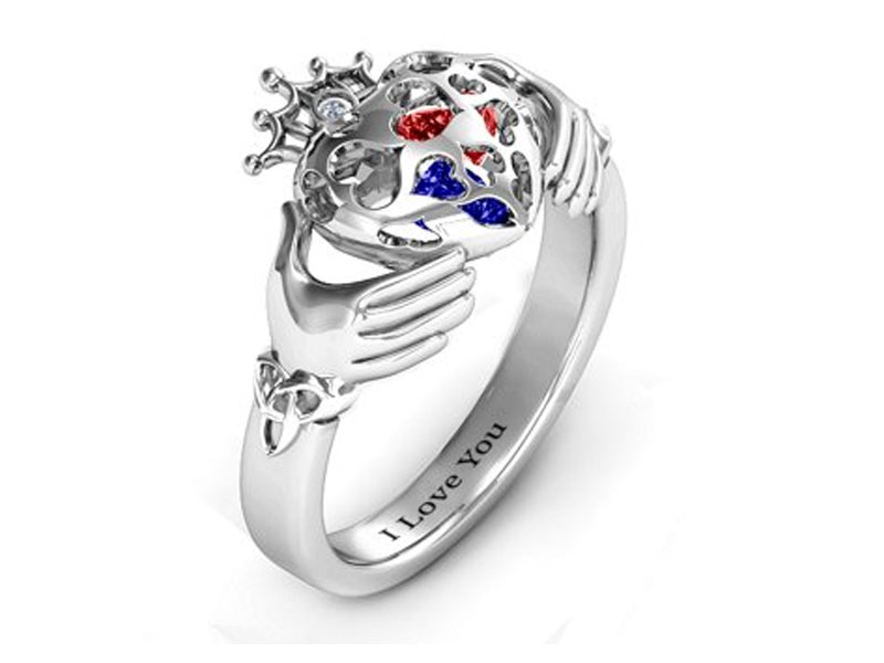 Jewlr Women's Caged Hearts Claddagh Ring