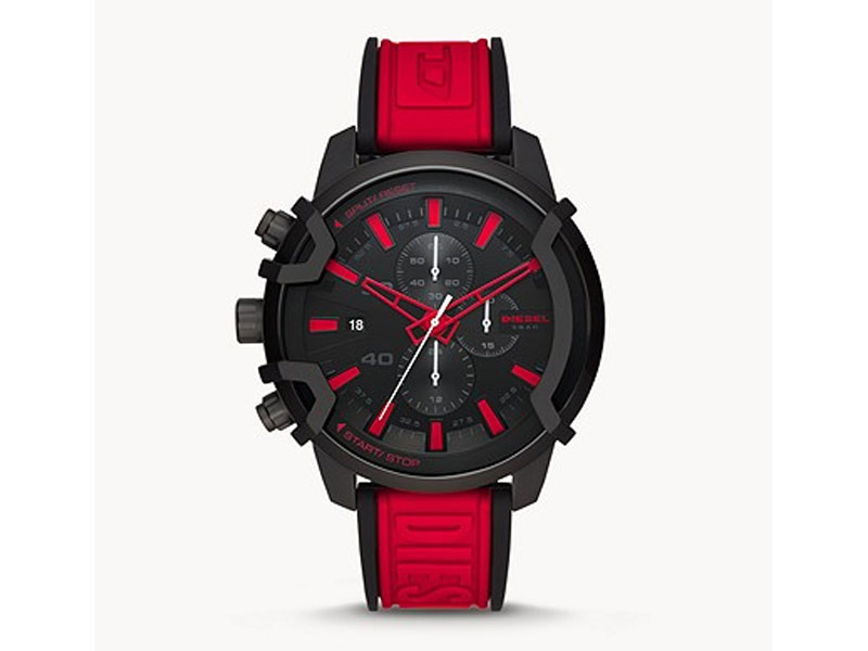 Men's Diesel Griffed Chronograph Red Silicone Watch