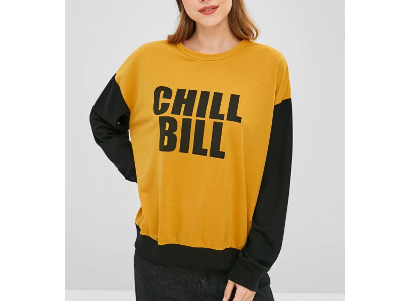 Women's Chill Bill Graphic Color Block Sweatshirt Yellow S