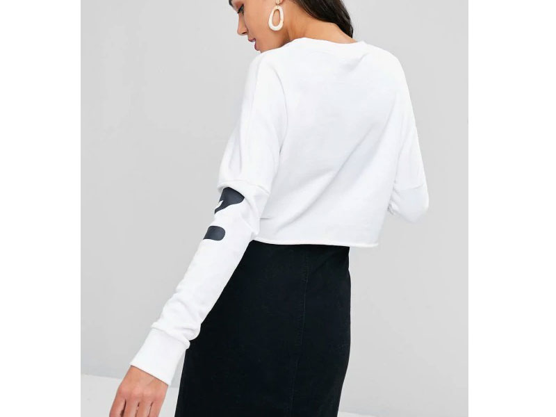 Women's Cropped Graphic Sweatshirt White L